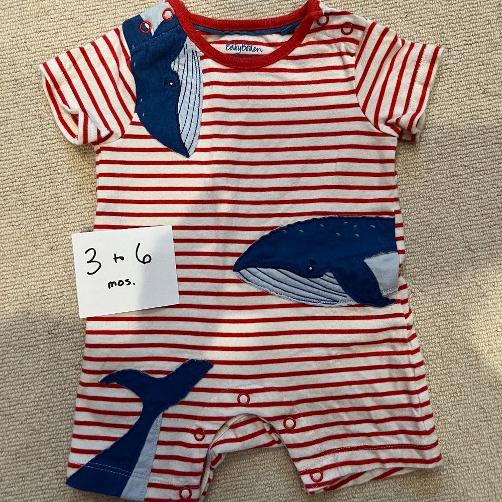 Baby Boden Short Onesie with Whale